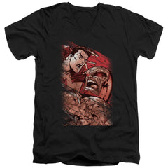 Superman Supes Vs Darkseid Men's 30/1 Cotton Slim V-Neck T