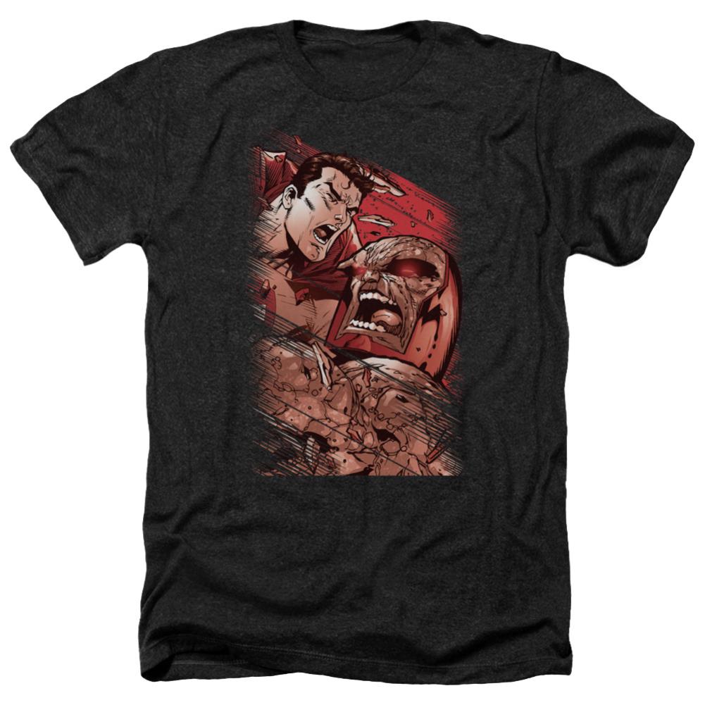 Superman Supes Vs Darkseid Men's 30/1 Heather 60 40 Poly SS T