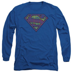 Superman Tattered Shield Men's 18/1 Cotton LS T