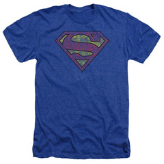 Superman Tattered Shield Men's 30/1 Heather 60 40 Poly SS T