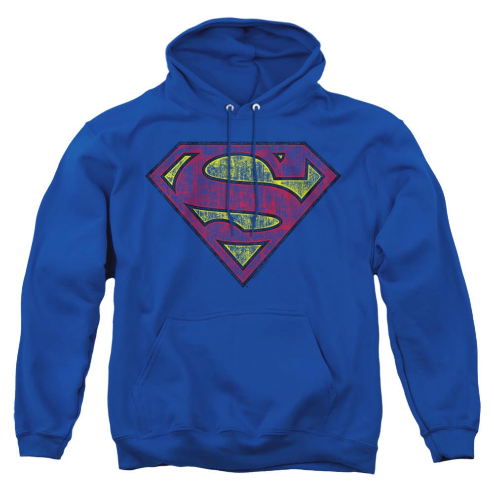 Superman Tattered Shield Men's Pull-Over 75 25 Poly Hoodie
