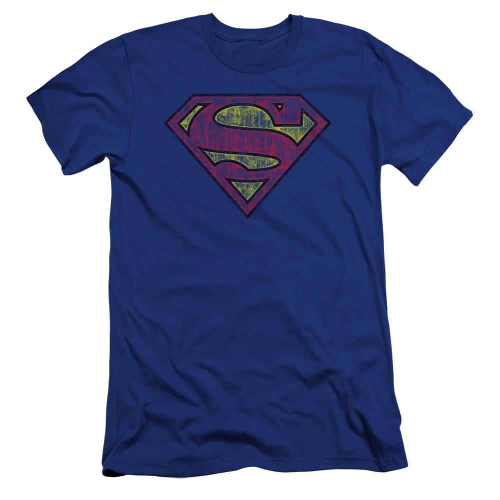 Superman Tattered Shield Men's Ultra-Soft 30/1 Cotton Slim SS T