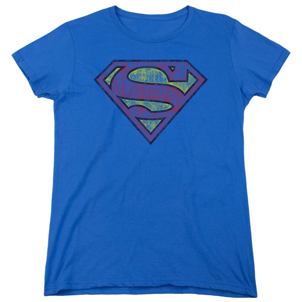 Superman Tattered Shield Women's 18/1 Cotton SS T
