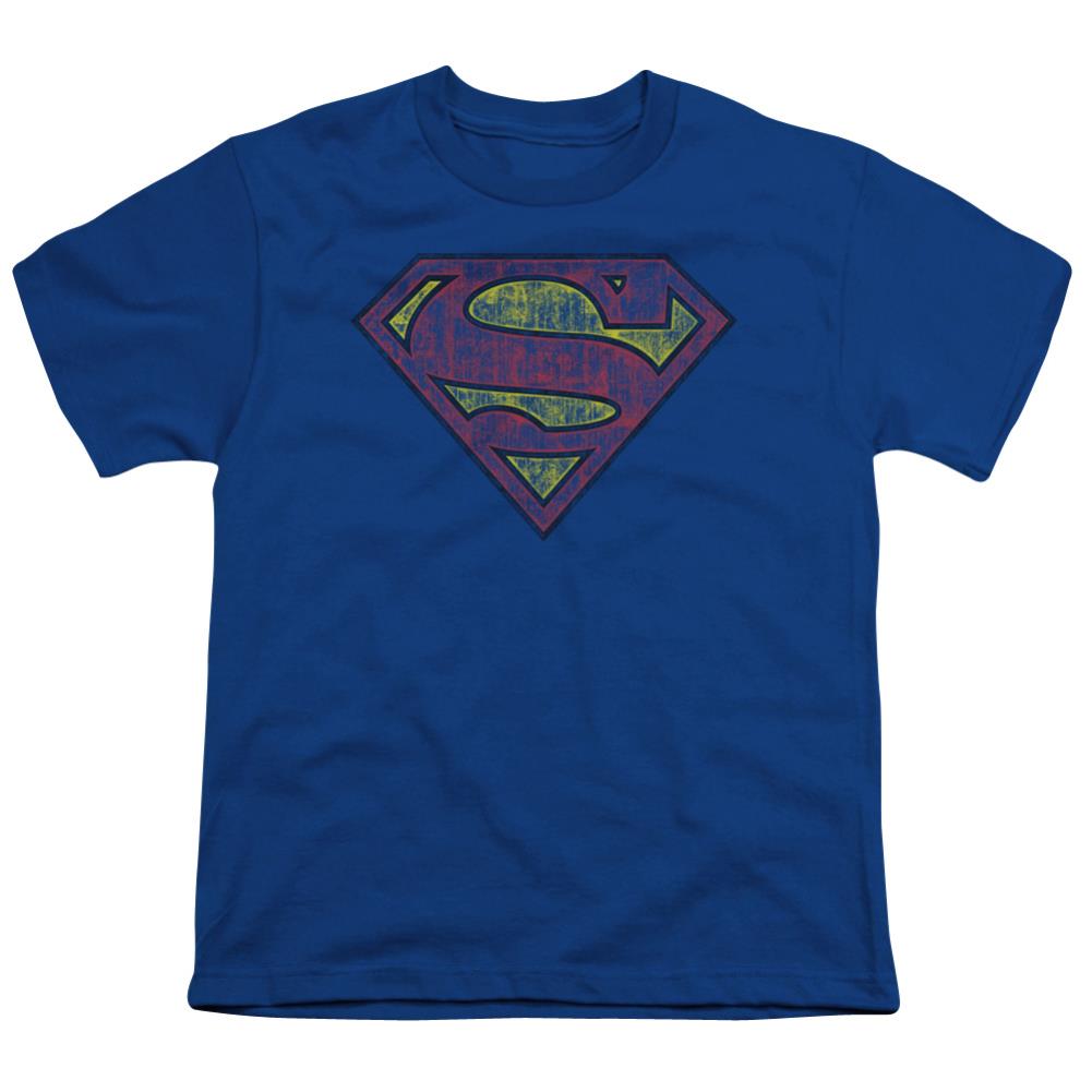 Superman Tattered Shield Youth 18/1 100% Cotton SS T