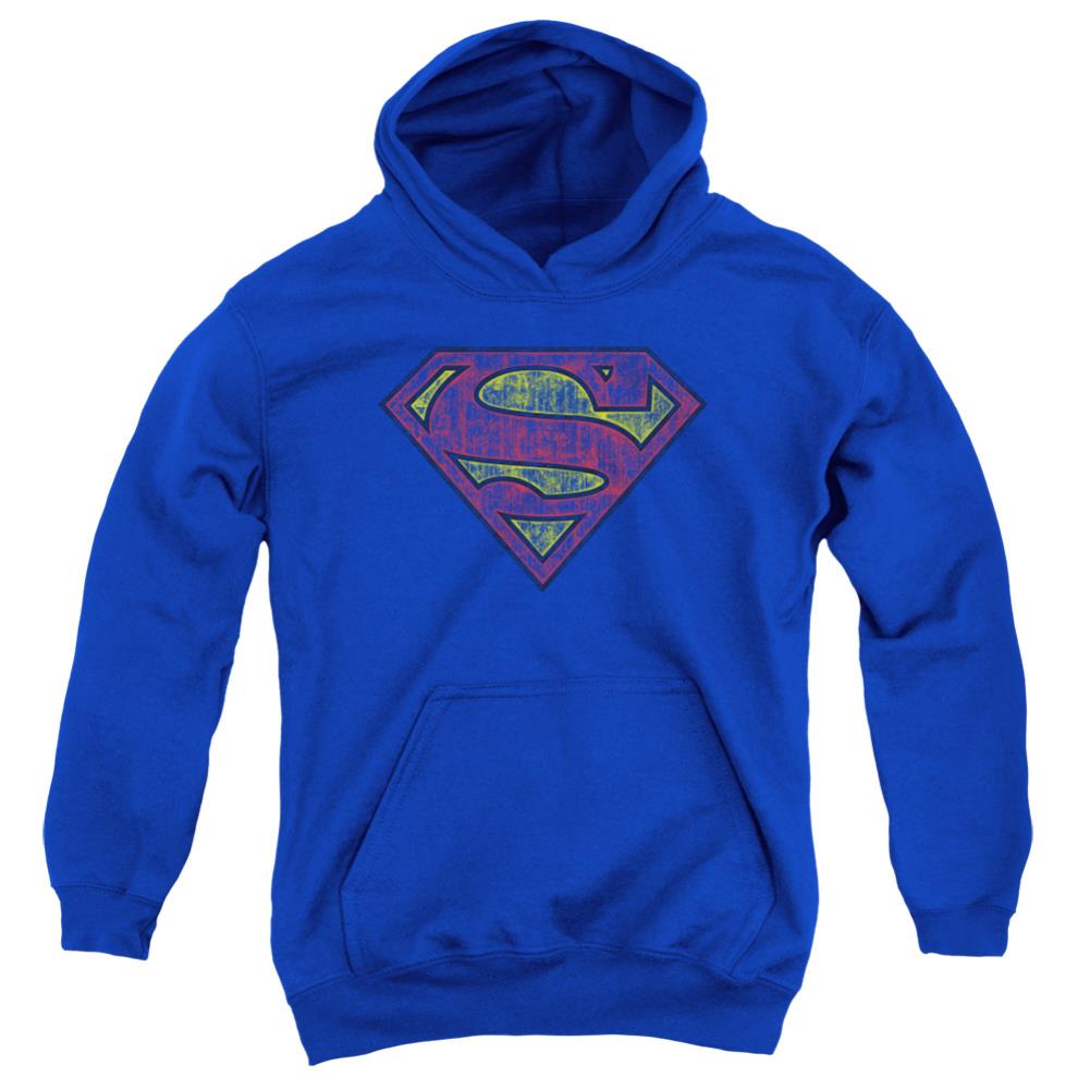 Superman Tattered Shield Youth Cotton Poly Pull-Over Hoodie