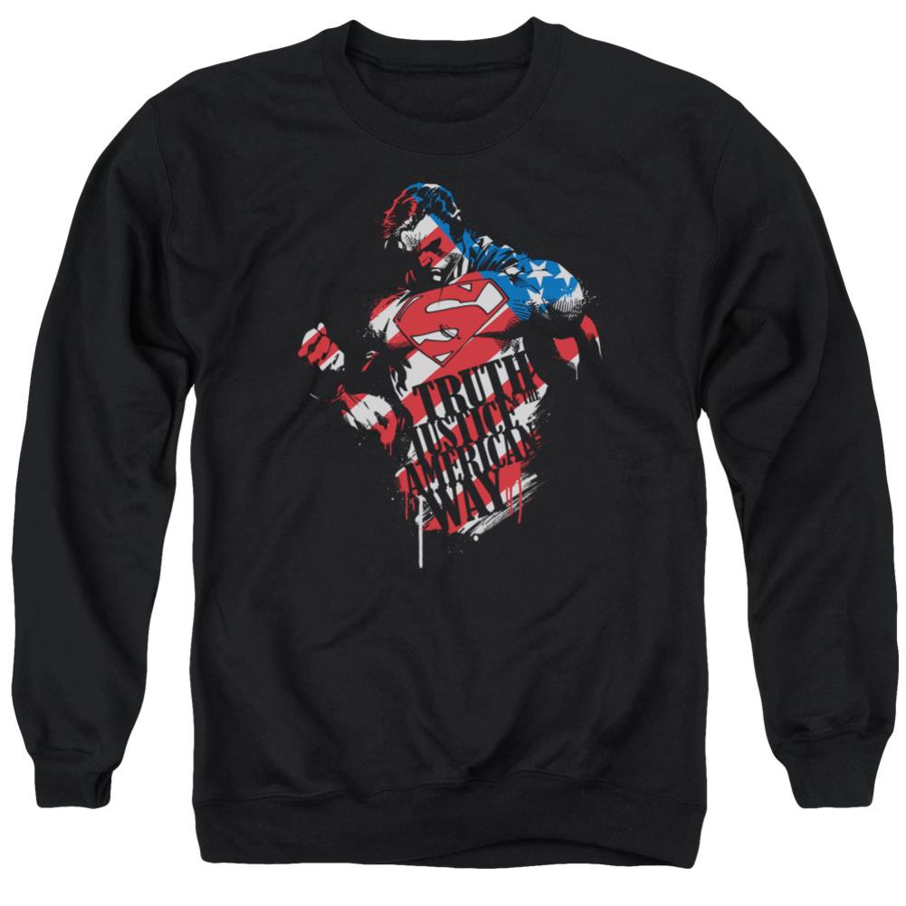 Superman The American Way Men's Crewneck 50 50 Poly LS T