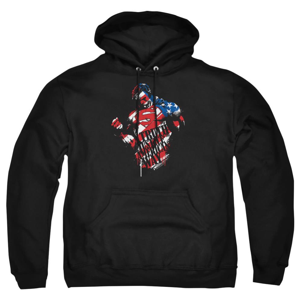 Superman The American Way Men's Pull-Over 75 25 Poly Hoodie