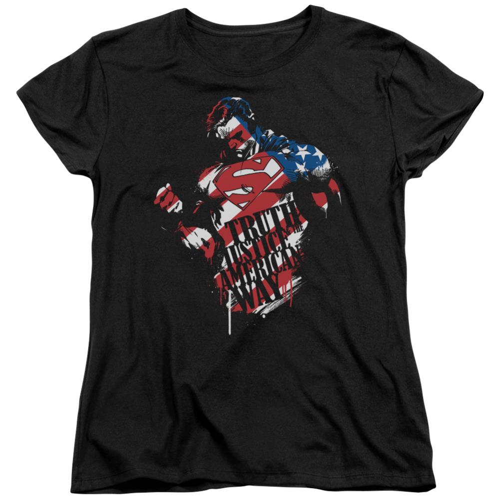 Superman The American Way Women's 18/1 Cotton SS T