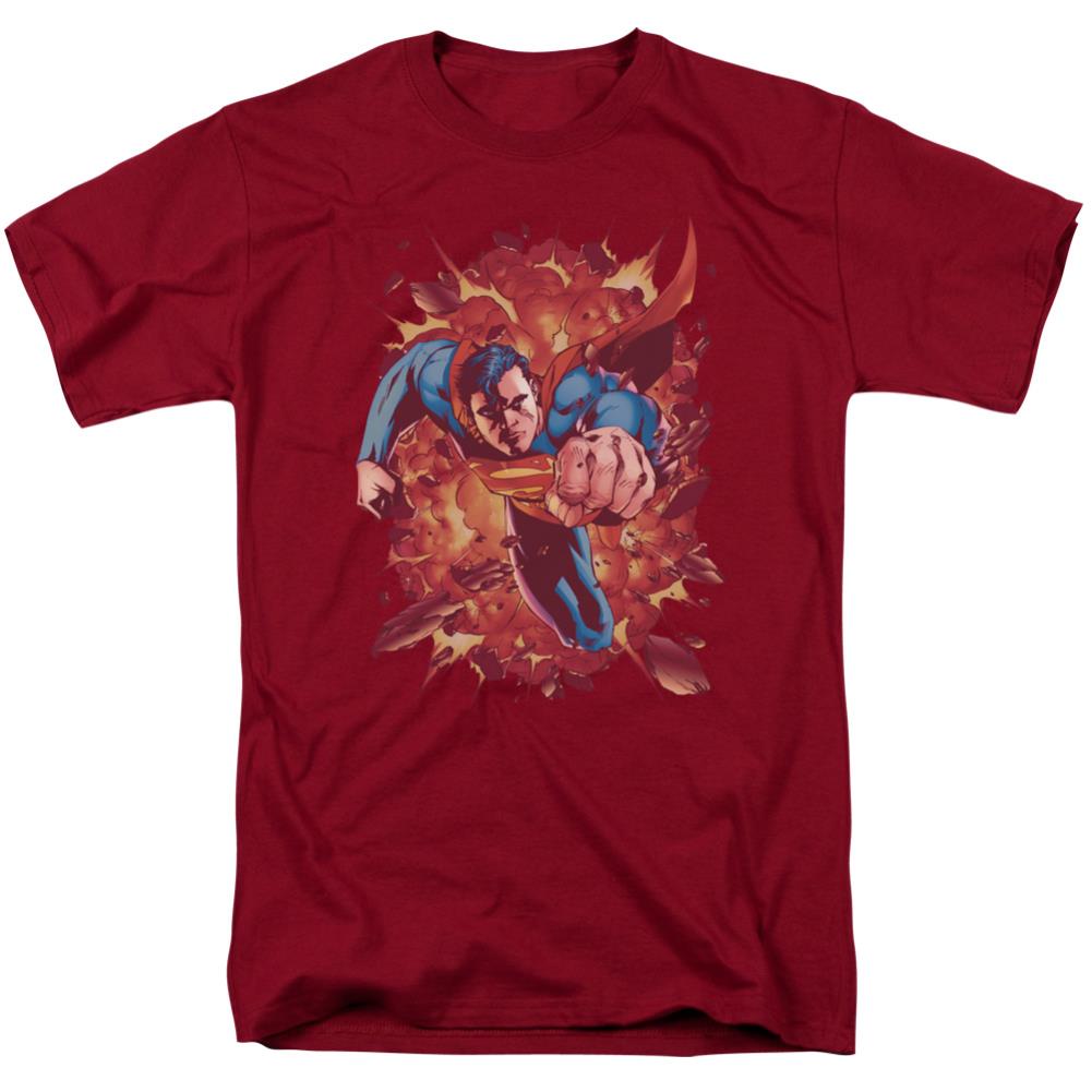 Superman Through Flame Men's 18/1 Cotton SS T