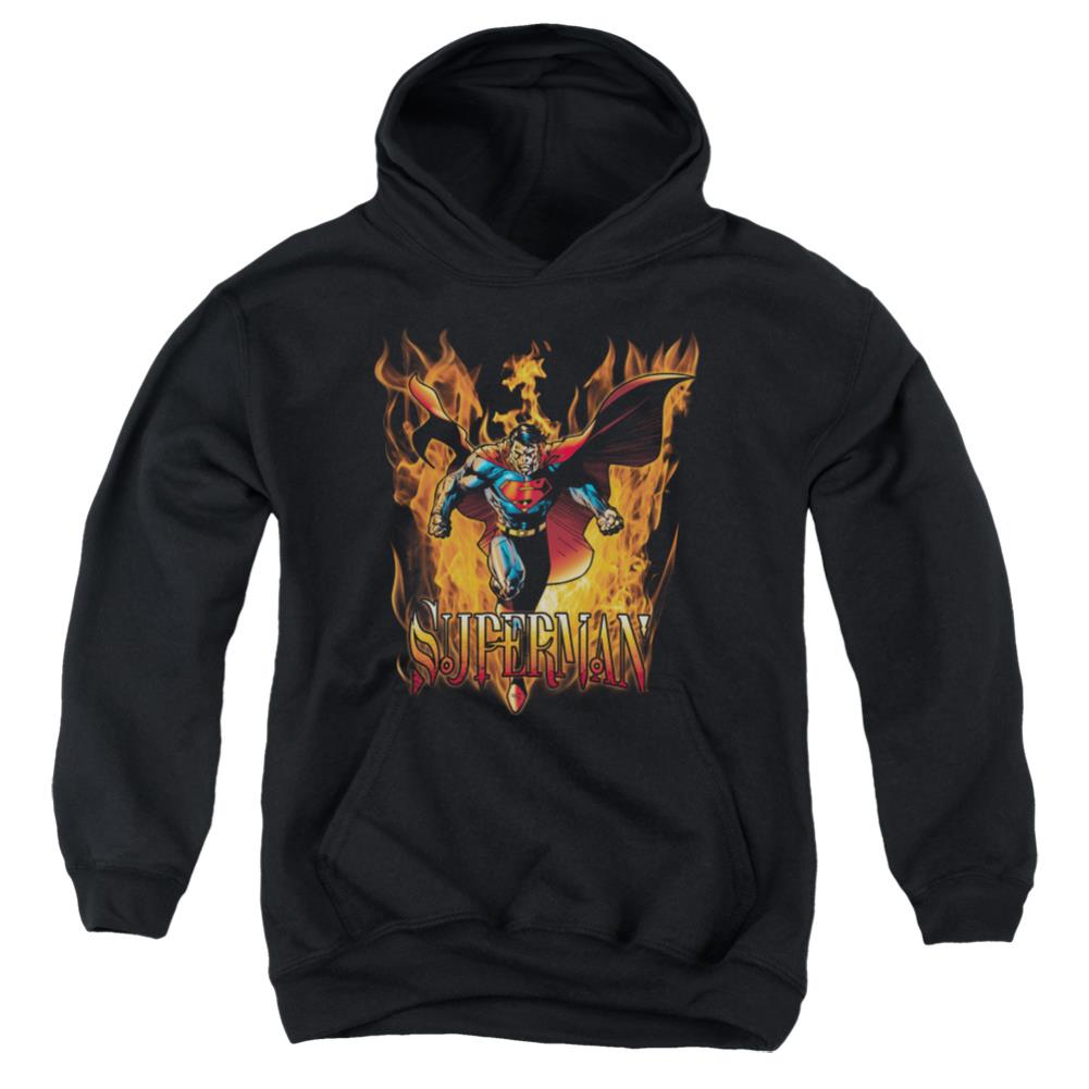 Superman Through The Fire Youth Cotton Poly Pull-Over Hoodie