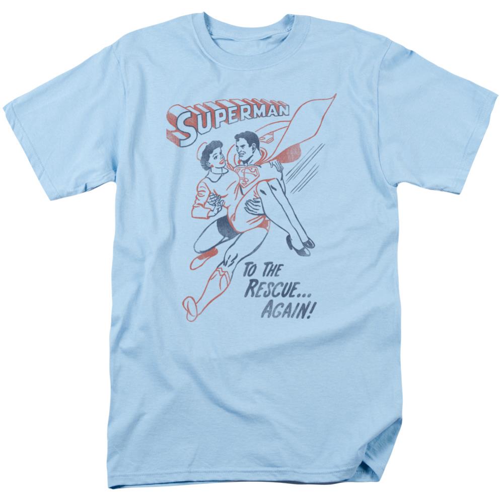 Superman To The Rescue Men's 18/1 Cotton SS T