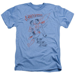 Superman To The Rescue Men's 30/1 Heather 60 40 Poly SS T