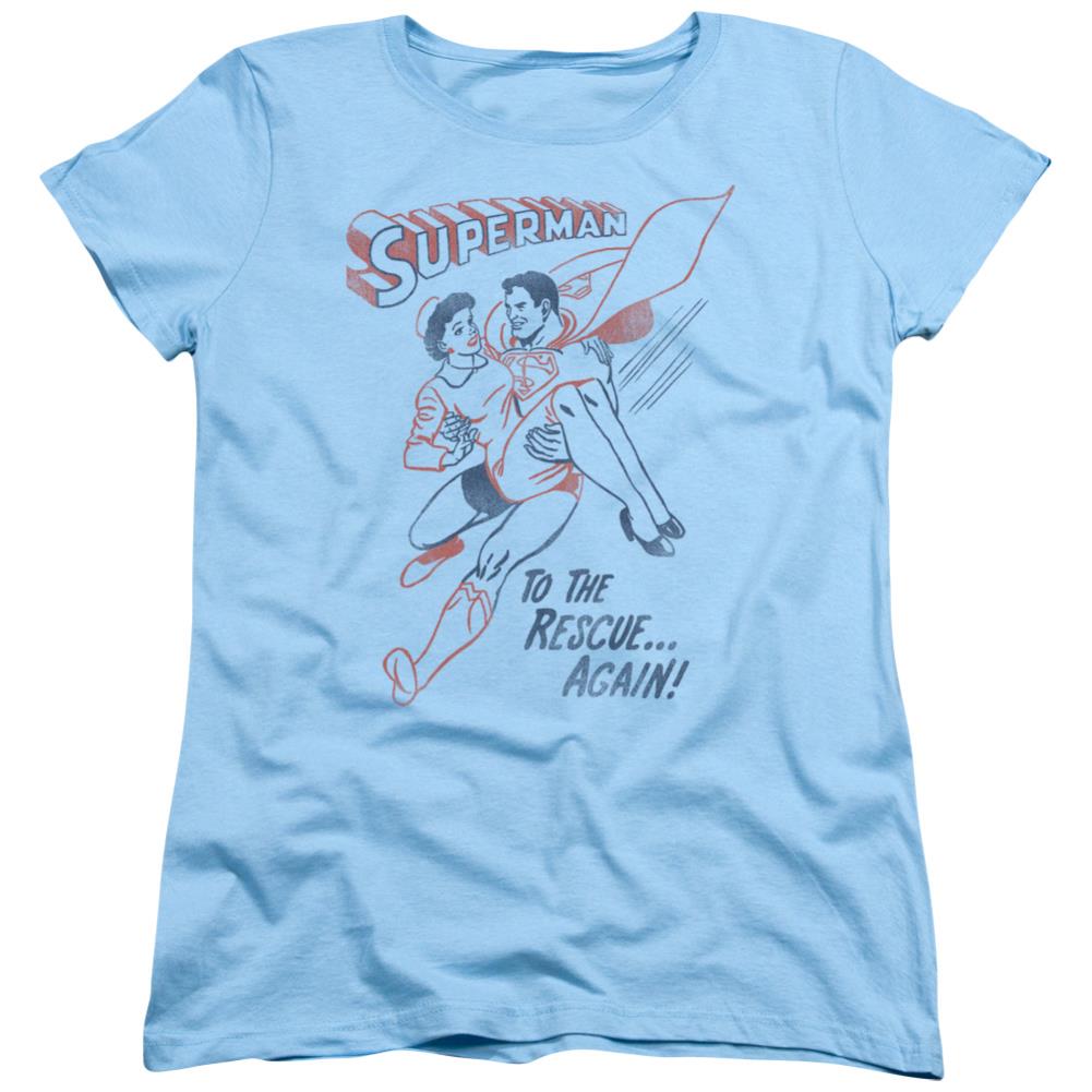 Superman To The Rescue Women's 18/1 Cotton SS T