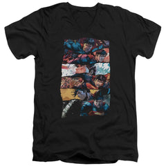 Superman Torn Collage Men's 30/1 Cotton Slim V-Neck T