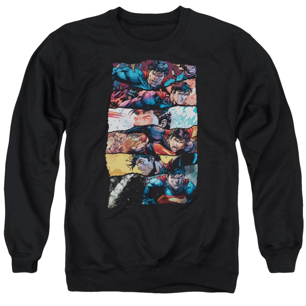 Superman Torn Collage Men's Crewneck 50 50 Poly LS T