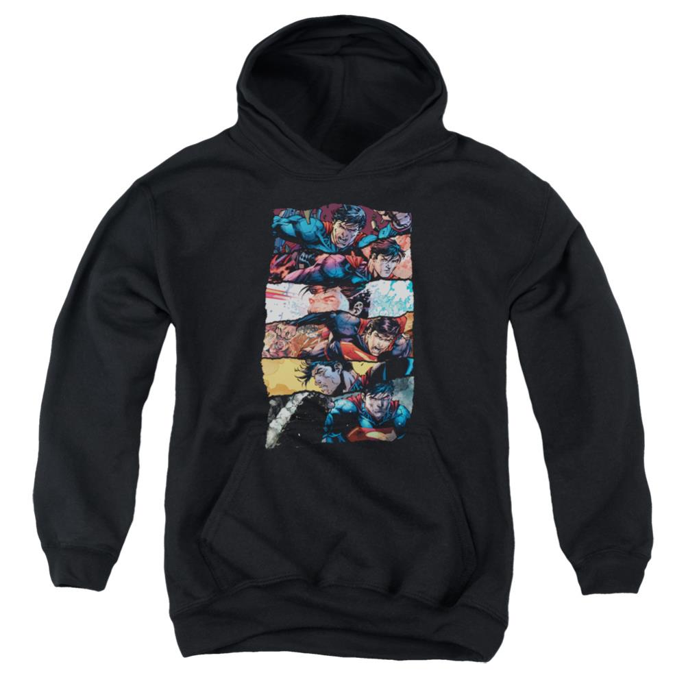 Superman Torn Collage Youth Cotton Poly Pull-Over Hoodie