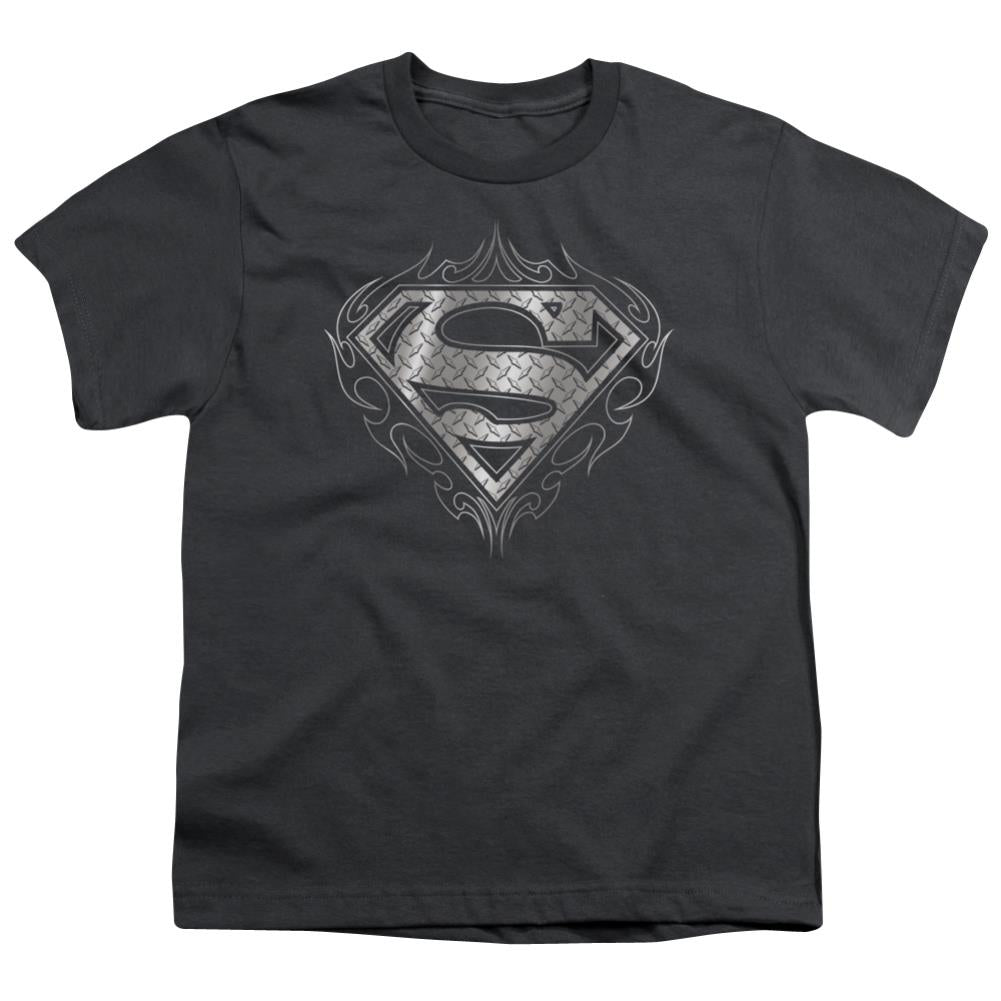 Superman Tribal Steel Logo Youth 18/1 100% Cotton SS T