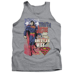 Superman Truth Justice Men's 18/1 Cotton Tank Top