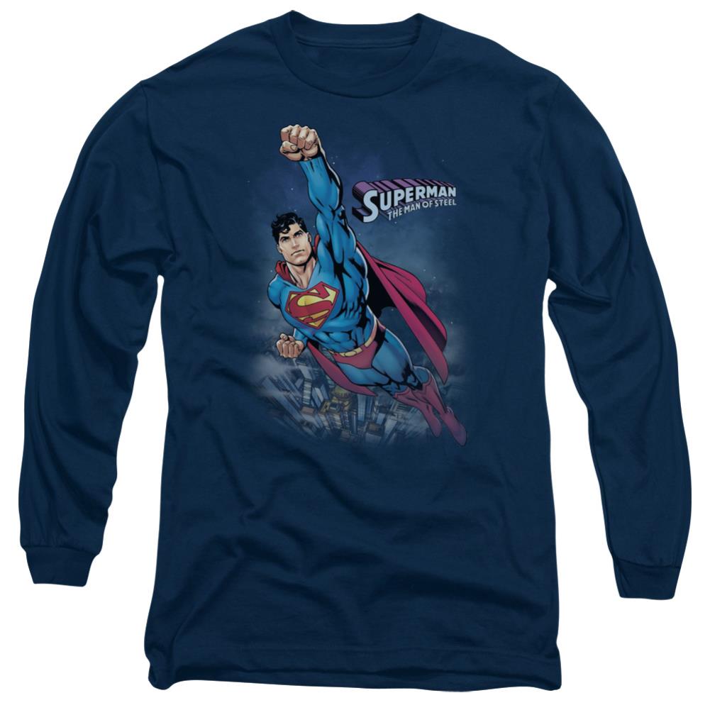 Superman Twilight Flight Men's 18/1 Cotton LS T