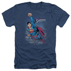 Superman Twilight Flight Men's 30/1 Heather 60 40 Poly SS T