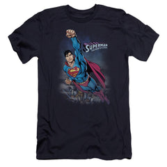 Superman Twilight Flight Men's Ultra-Soft 30/1 Cotton Slim SS T