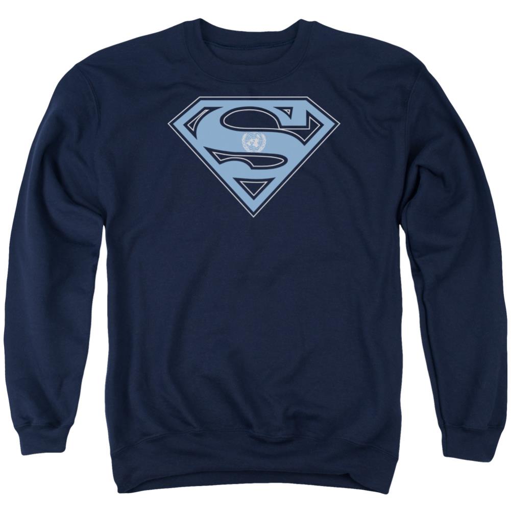 Superman U N Shield Men's Crewneck 50 50 Poly LS T