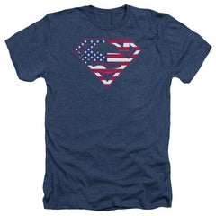 Superman U S Shield Men's 30/1 Heather 60 40 Poly SS T