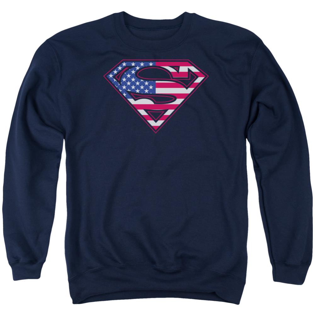 Superman U S Shield Men's Crewneck 50 50 Poly LS T