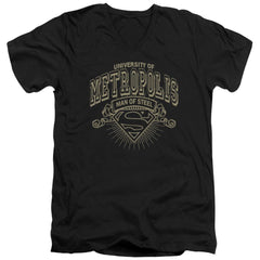 Superman University Of Metropolis Men's 30/1 Cotton Slim V-Neck T