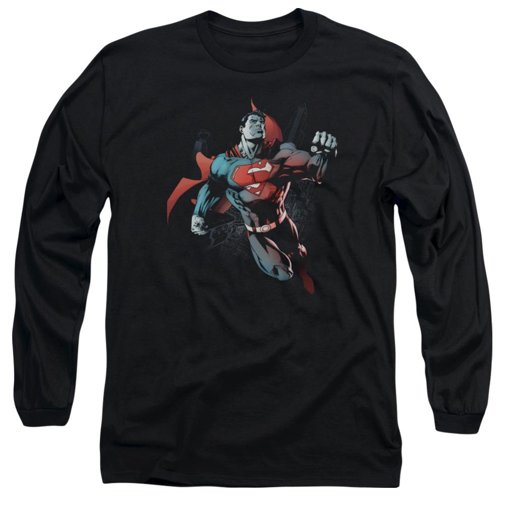 Superman Up In The Sky Men's 18/1 Cotton LS T
