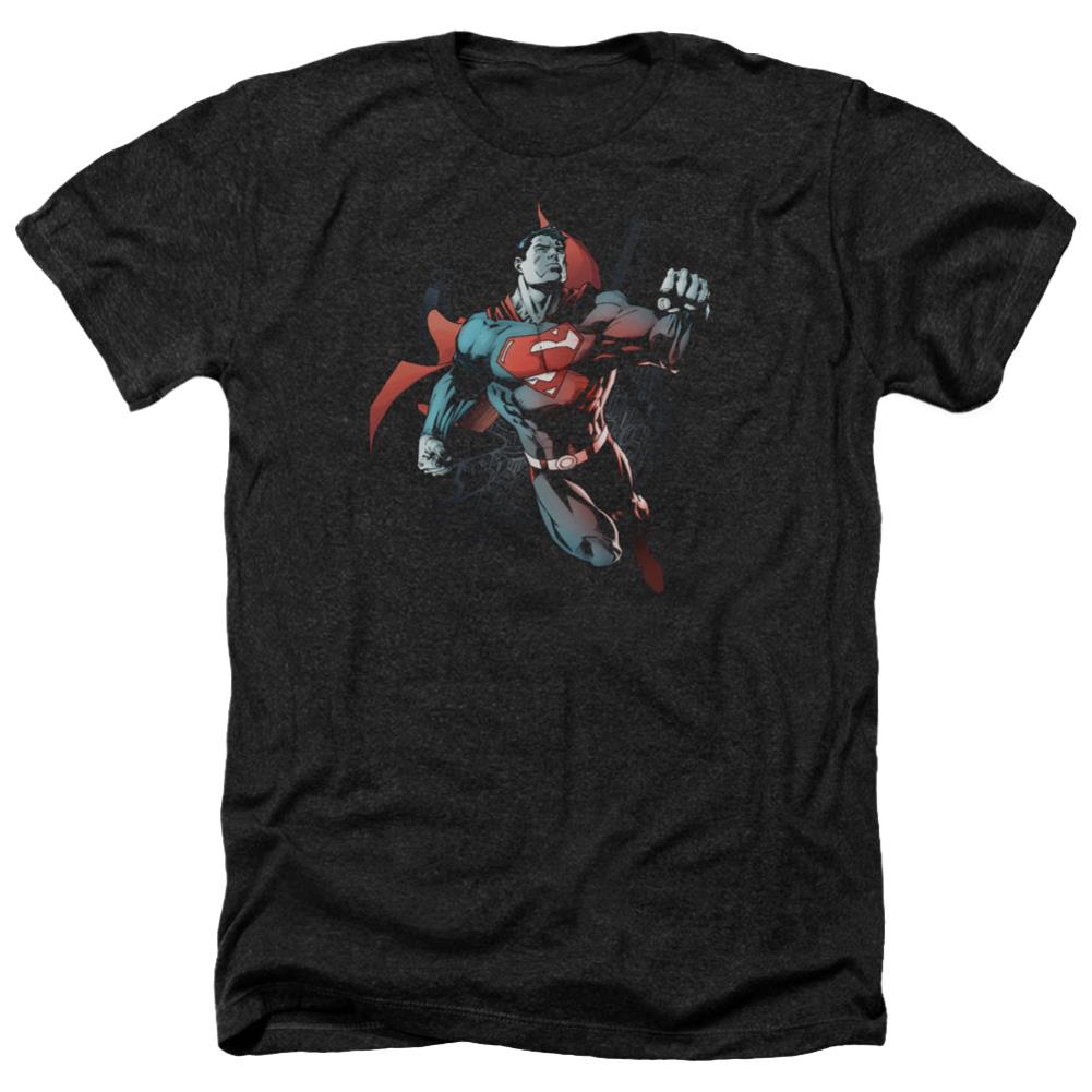 Superman Up In The Sky Men's 30/1 Heather 60 40 Poly SS T