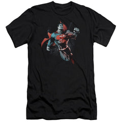 Superman Up In The Sky Men's Ultra-Soft 30/1 Cotton Slim SS T