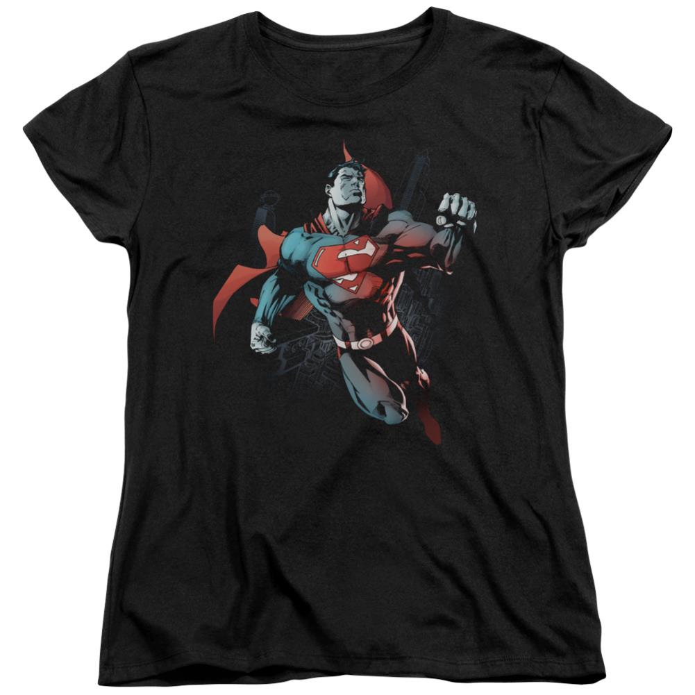 Superman Up In The Sky Women's 18/1 Cotton SS T