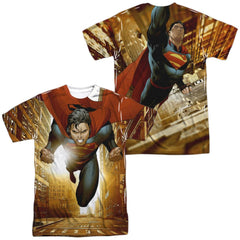 Superman Up Up City (Front/Back Print) Men's Regular Fit Polyester SS T
