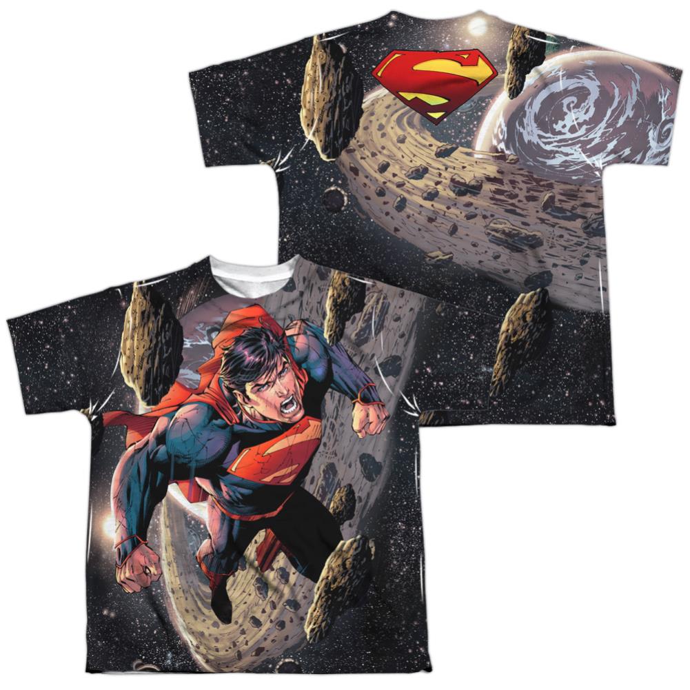 Superman Up Up (Front/Back Print) Youth Regular Fit Poly SS T