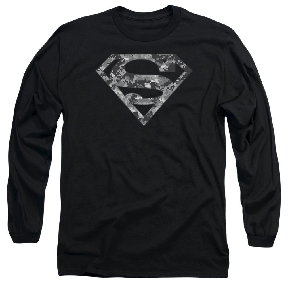 Superman Urban Camo Shield Men's 18/1 Cotton LS T
