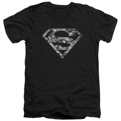 Superman Urban Camo Shield Men's 30/1 Cotton Slim V-Neck T