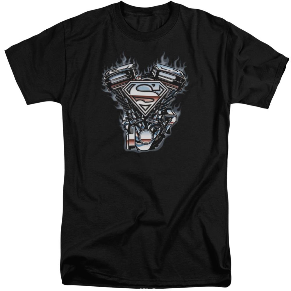 Superman V Twin Logo Men's 18/1 Tall Cotton SS T