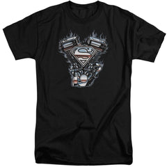 Superman V Twin Logo Men's 18/1 Tall Cotton SS T