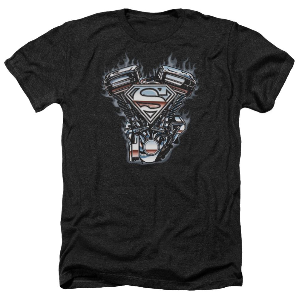 Superman V Twin Logo Men's 30/1 Heather 60 40 Poly SS T