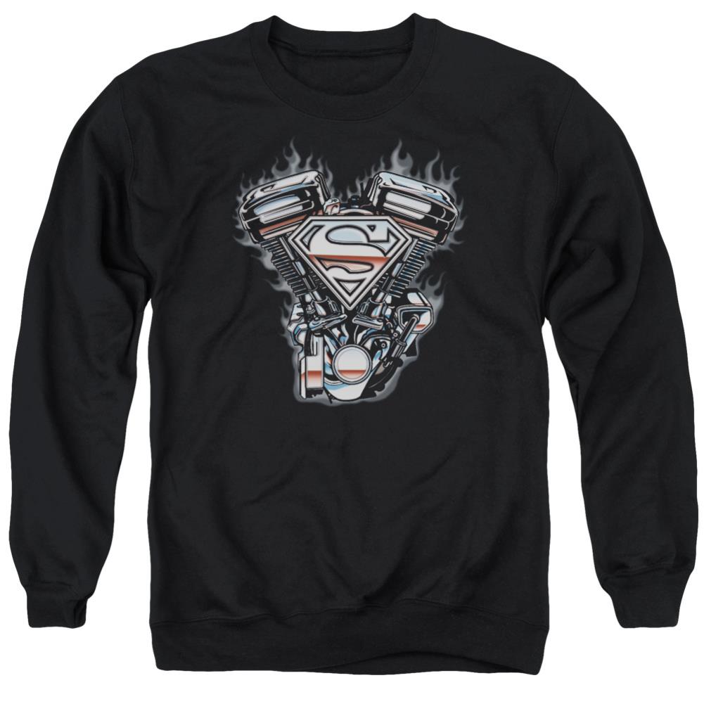 Superman V Twin Logo Men's Crewneck 50 50 Poly LS T