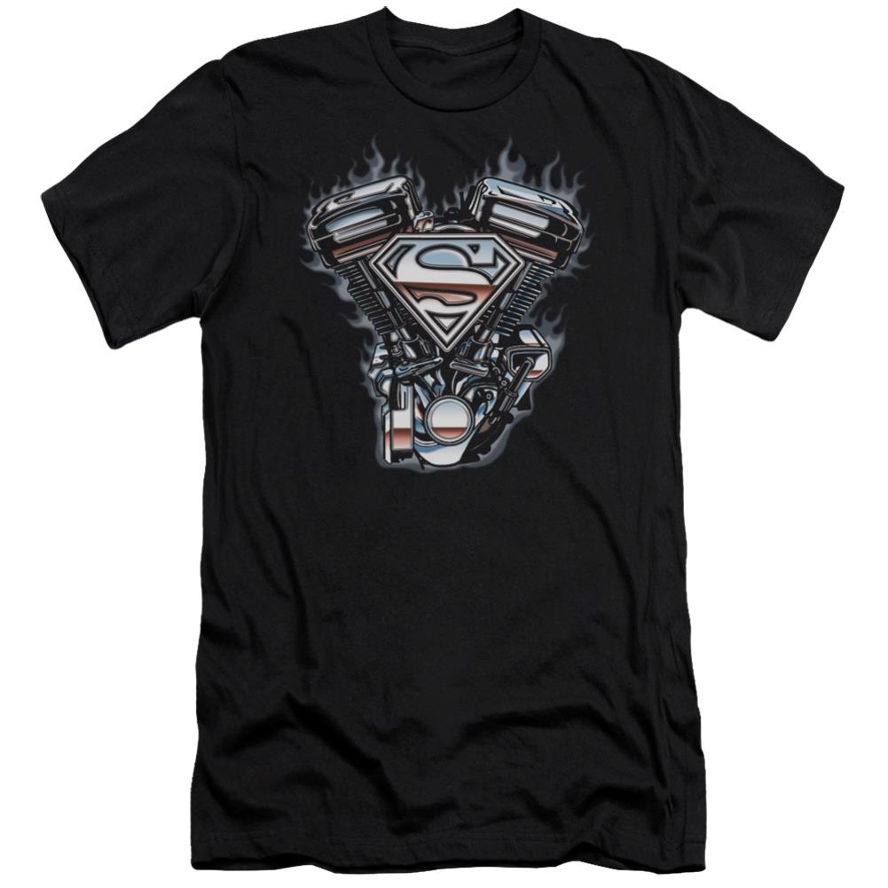 Superman V Twin Logo Men's Ultra-Soft 30/1 Cotton Slim SS T