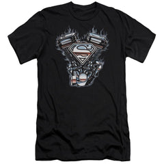Superman V Twin Logo Men's Ultra-Soft 30/1 Cotton Slim SS T