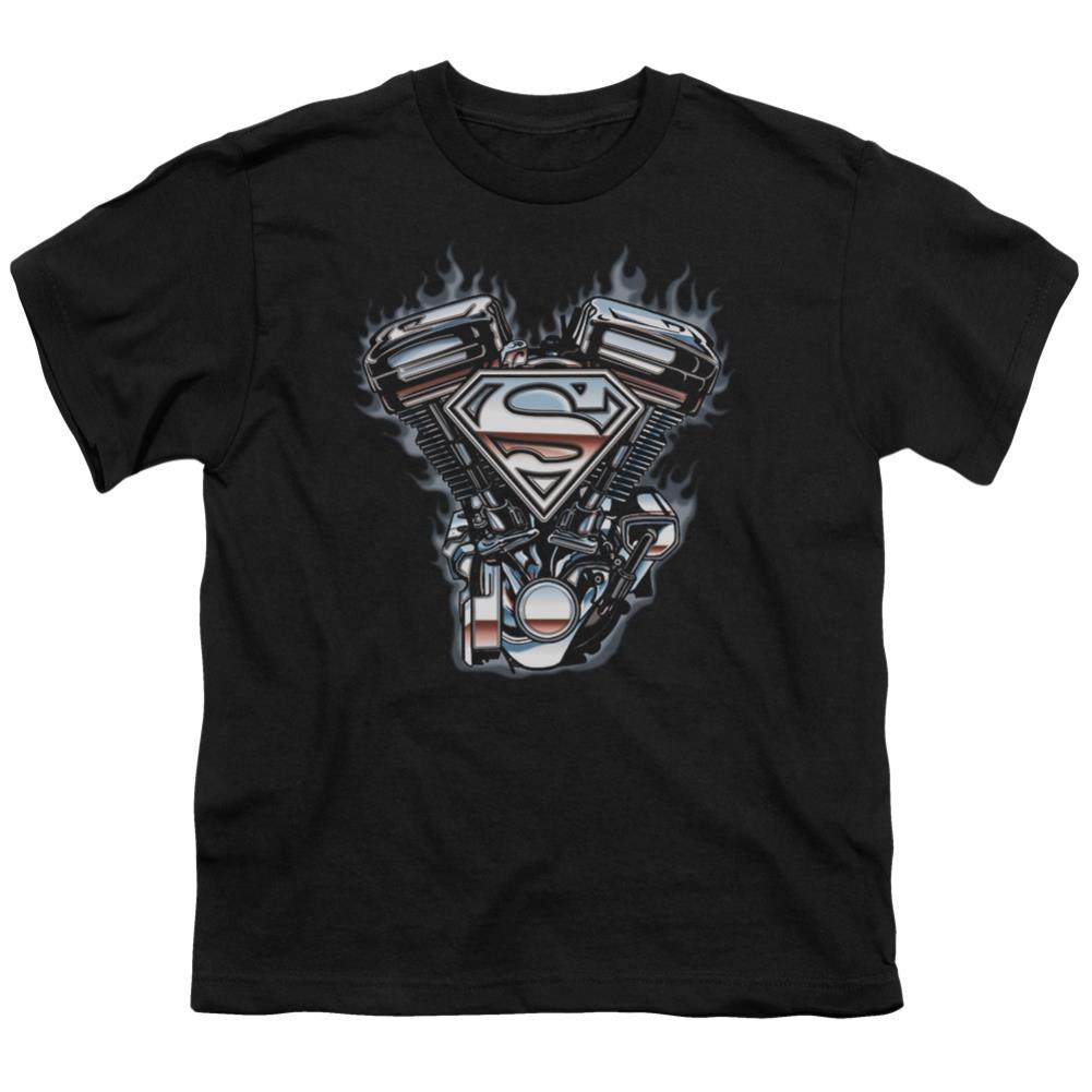 Superman V Twin Logo Youth 18/1 100% Cotton SS T