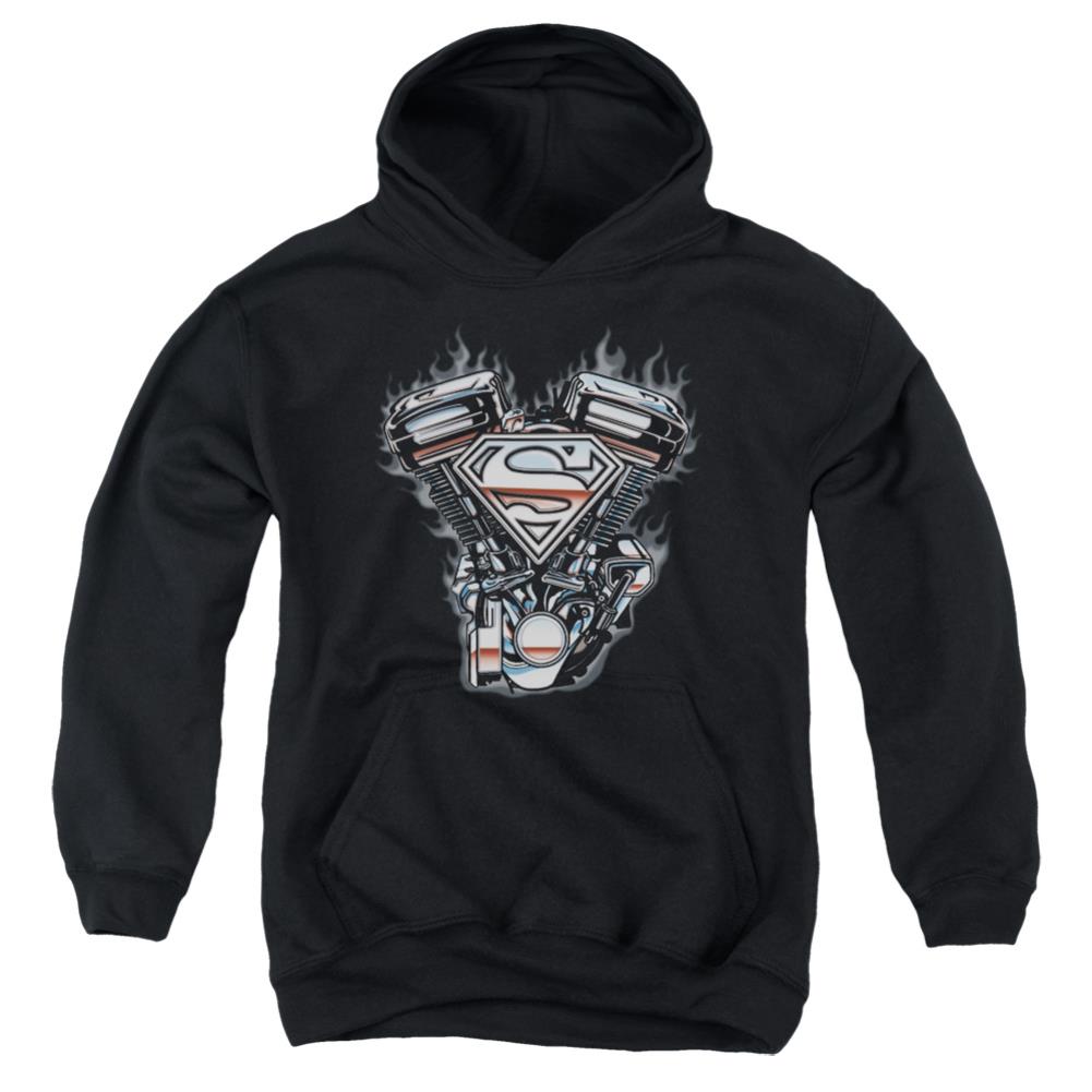 Superman V Twin Logo Youth Cotton Poly Pull-Over Hoodie