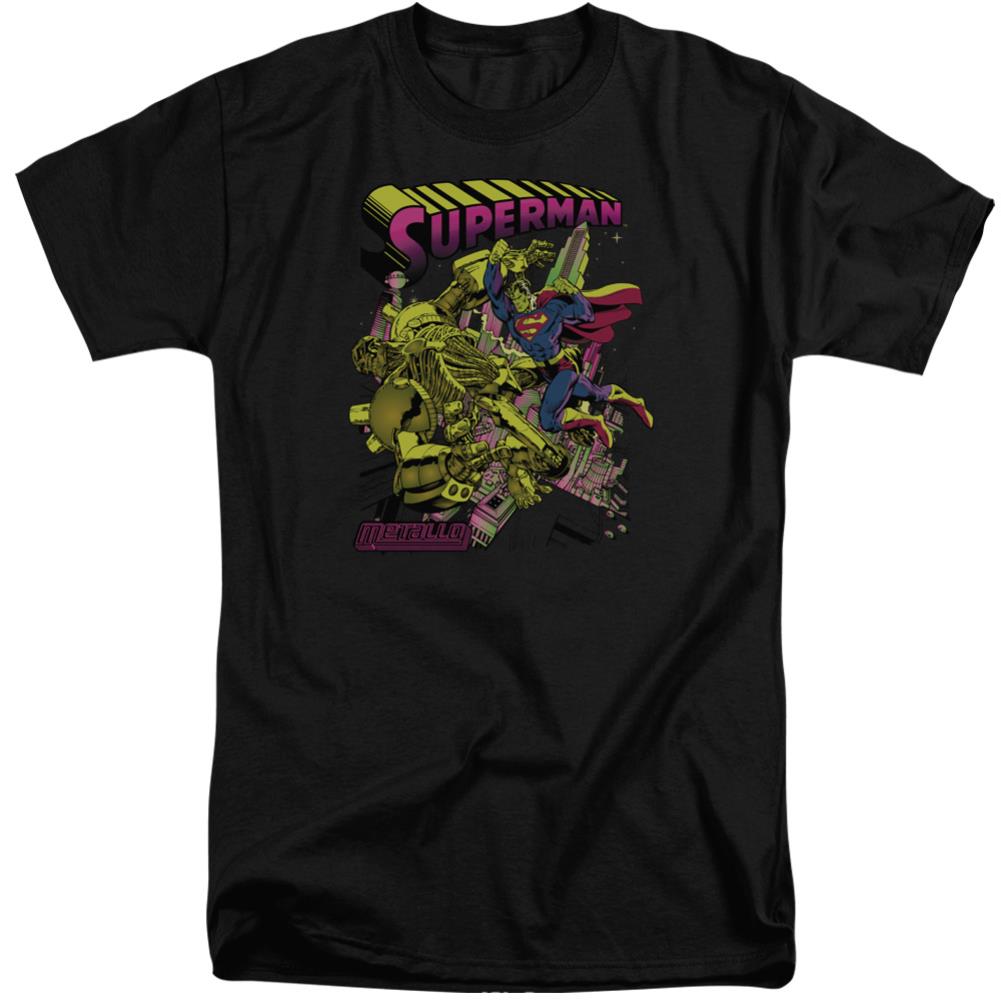 Superman Versus Metallo Blacklight Men's 18/1 Tall Cotton SS T