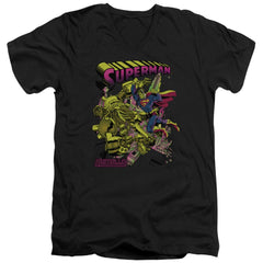 Superman Versus Metallo Blacklight Men's 30/1 Cotton Slim V-Neck T