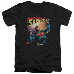 Superman Victory Men's 30/1 Cotton Slim V-Neck T