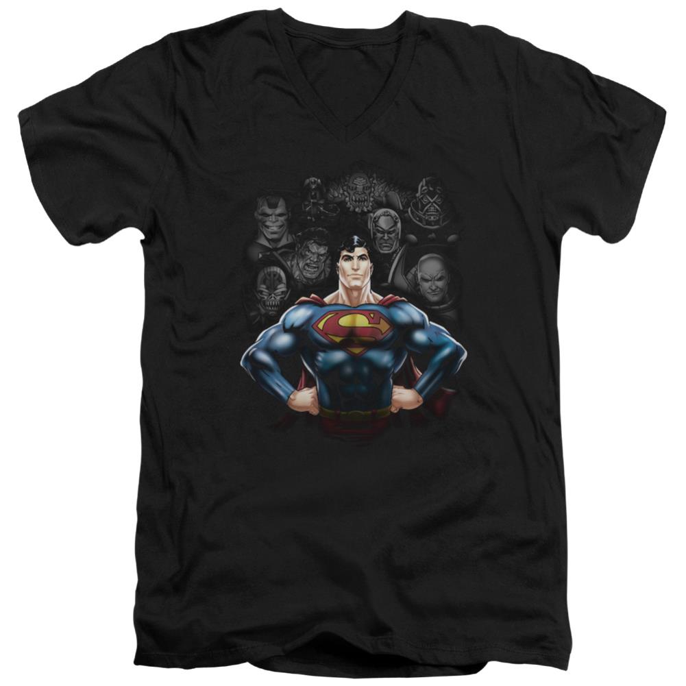 Superman Villains Men's 30/1 Cotton Slim V-Neck T
