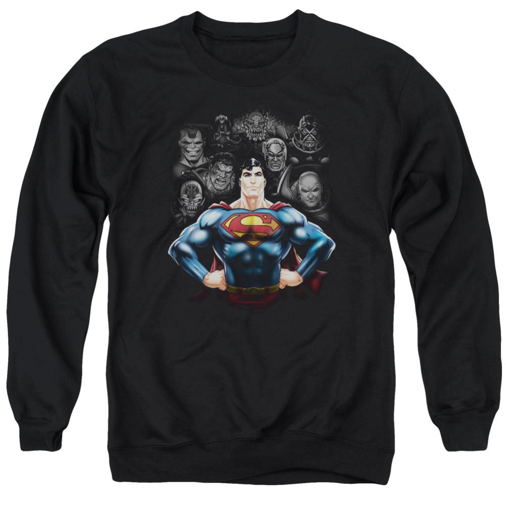Superman Villains Men's Crewneck 50 50 Poly LS T